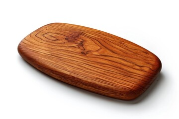 A simple wooden cutting board on a clean white surface. Perfect for food photography projects