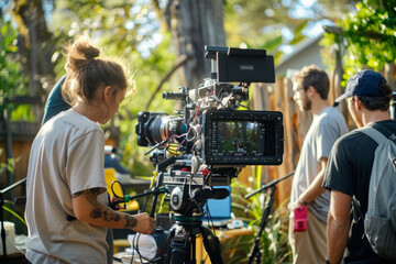 Indie Film Crew Filming Scene On Set