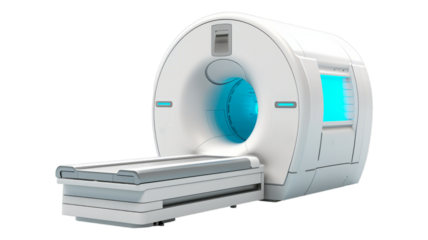 Mri Machine isolated on transparent png background. Generative ai