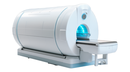 Mri Machine isolated on transparent png background. Generative ai