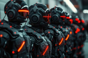 Futuristic group with red lights, perfect for sci-fi projects