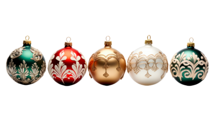Ornaments isolated on transparent png background. Generative ai