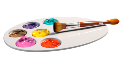 Paint Palette isolated on transparent png background. Generative ai