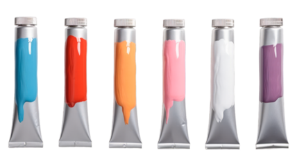 Paint Tubes isolated on transparent png background. Generative ai