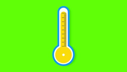 Thermometer temperature increase and decrease rising animation for clinical or weather update green screen