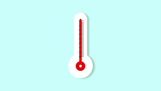 Thermometer temperature increase and decrease rising animation for clinical or weather update