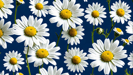 Daisy flowers on blue background