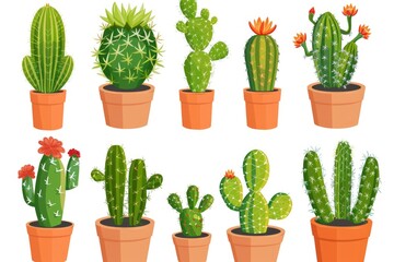 Assorted cactus plants in pots, perfect for home decor