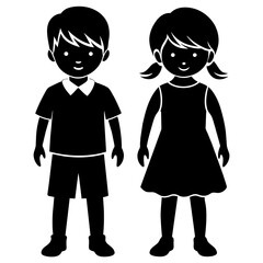 Children vector silhouette 