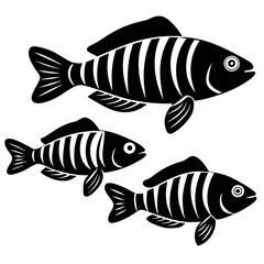 Different Zebra fish mascots vector silhouette 