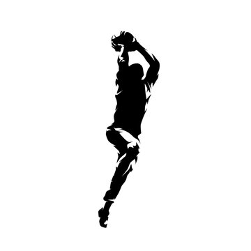 recommend clip art: Basketball player slam dunk isolated vector silhouette