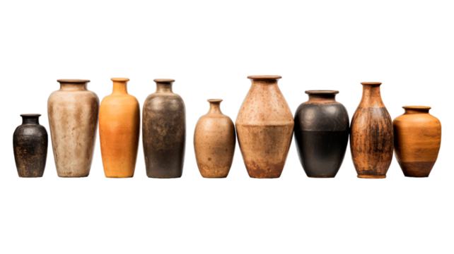 Pottery isolated on transparent png background. Generative ai