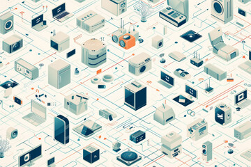 Obraz premium Intricate Isometric Illustration of Smart Home Technology and Devices
