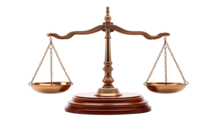 Scales Of Justice isolated on transparent png background. Generative ai