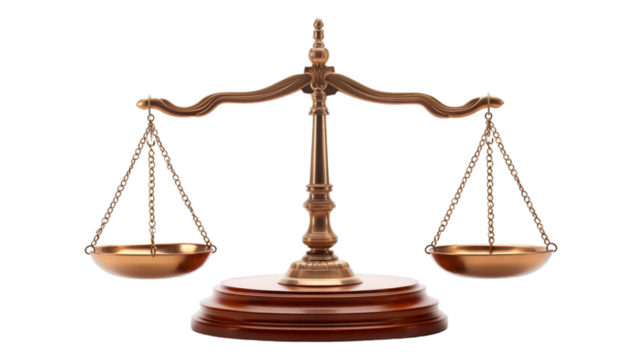 Scales Of Justice isolated on transparent png background. Generative ai