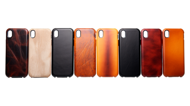Smartphone Cases isolated on transparent png background. Generative ai
