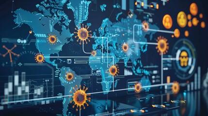 Vivid infographic detailing the worldwide effects of covid19 with graph elements