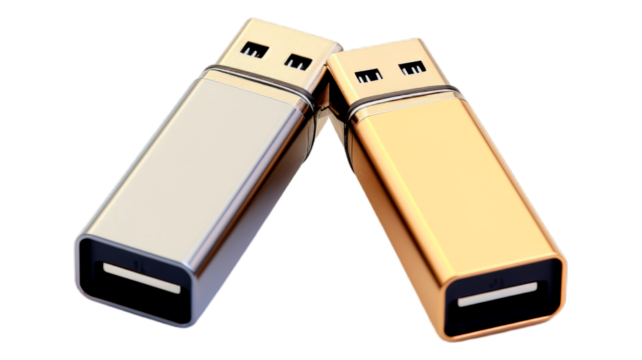 Usb Drives isolated on transparent png background. Generative ai