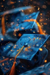 Blue Graduation Cap With Tassel