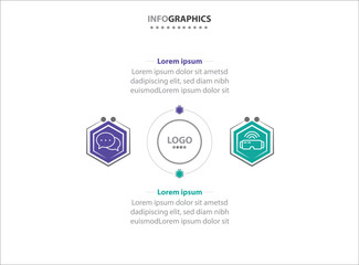 Two infographics element. Vector illustration. Vector business template for presentation. Timeline with 2 option. Vector Infographic label design template with icons and 2 options or steps.