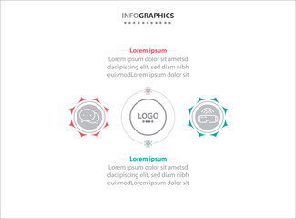 Fototapeta premium Two infographics element. Vector illustration. Vector business template for presentation. Timeline with 2 option. Vector Infographic label design template with icons and 2 options or steps.