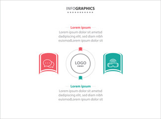 Two infographics element. Vector illustration. Vector business template for presentation. Timeline with 2 option. Vector Infographic label design template with icons and 2 options or steps.