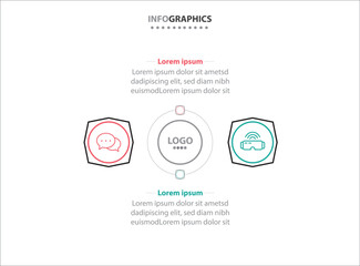 Two infographics element. Vector illustration. Vector business template for presentation. Timeline with 2 option. Vector Infographic label design template with icons and 2 options or steps.
