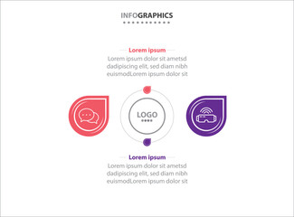 Naklejka premium Two infographics element. Vector illustration. Vector business template for presentation. Timeline with 2 option. Vector Infographic label design template with icons and 2 options or steps.