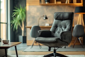 Black Office Chair in a Living Room