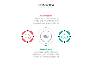 Two infographics element. Vector illustration. Vector business template for presentation. Timeline with 2 option. Vector Infographic label design template with icons and 2 options or steps.
