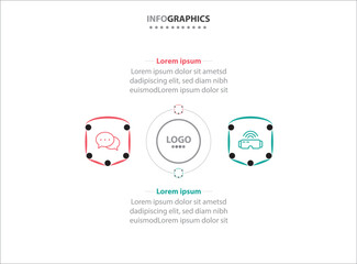 Two infographics element. Vector illustration. Vector business template for presentation. Timeline with 2 option. Vector Infographic label design template with icons and 2 options or steps.