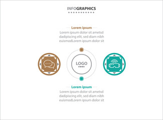 Two infographics element. Vector illustration. Vector business template for presentation. Timeline with 2 option. Vector Infographic label design template with icons and 2 options or steps.