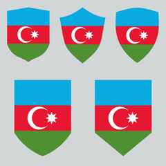 Set of Azerbaijan Flag in Shield Shape Frame