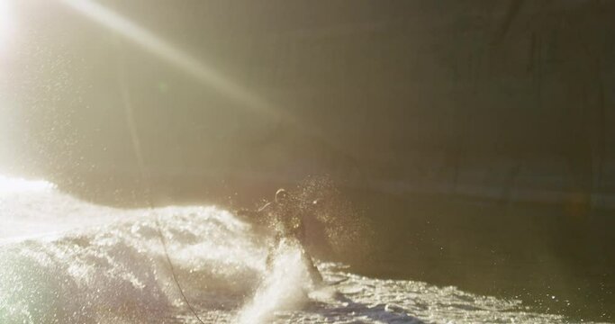 Cinematic wakeboarding trick in slow motion