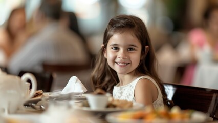 Portrait of a cute girl having dinner