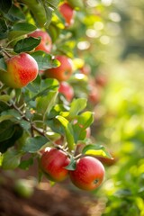 Obraz premium Tree Laden With Abundant Red Apples