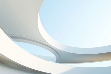 Abstract Architecture Background. White Circular Build. 3d