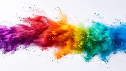 Fototapeta premium A colorful explosion of paint is splattered across a white background