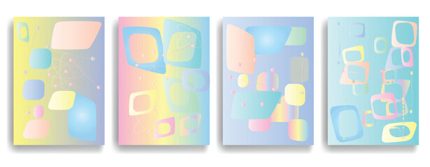 Vintage poster with mid century modern design elements . Wall art  . Vector abstract shape.