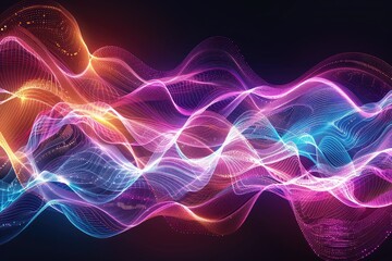 Fototapeta premium A colorful wave of light with a blue and red stripe. The colors are bright and vibrant, creating a sense of energy and excitement