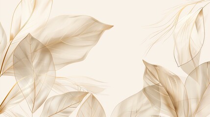 A beautiful boho vector art illustration with gold leafs print.