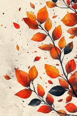 Branch With Orange Leaves Painting