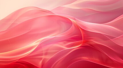 Obraz premium Red and pink background with three-dimensional smooth red waves.