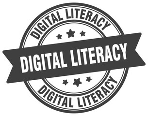 digital literacy stamp. digital literacy label on transparent background. round sign