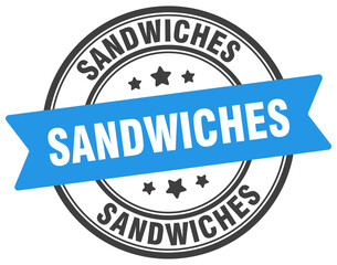 sandwiches stamp. sandwiches label on transparent background. round sign