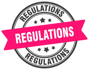 regulations stamp. regulations label on transparent background. round sign