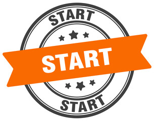 start stamp. start label on transparent background. round sign