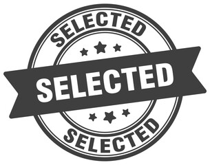 selected stamp. selected label on transparent background. round sign