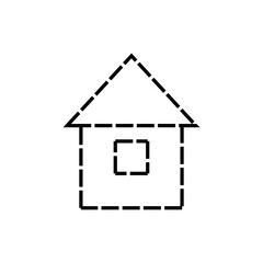 House drawn with dashed lines. House project. Future housing