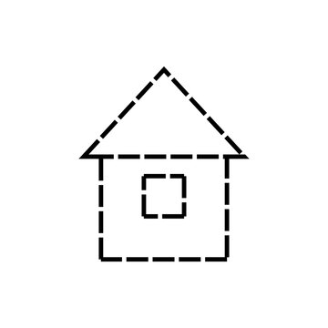 recommend clip art: House drawn with dashed lines. House project. Future housing